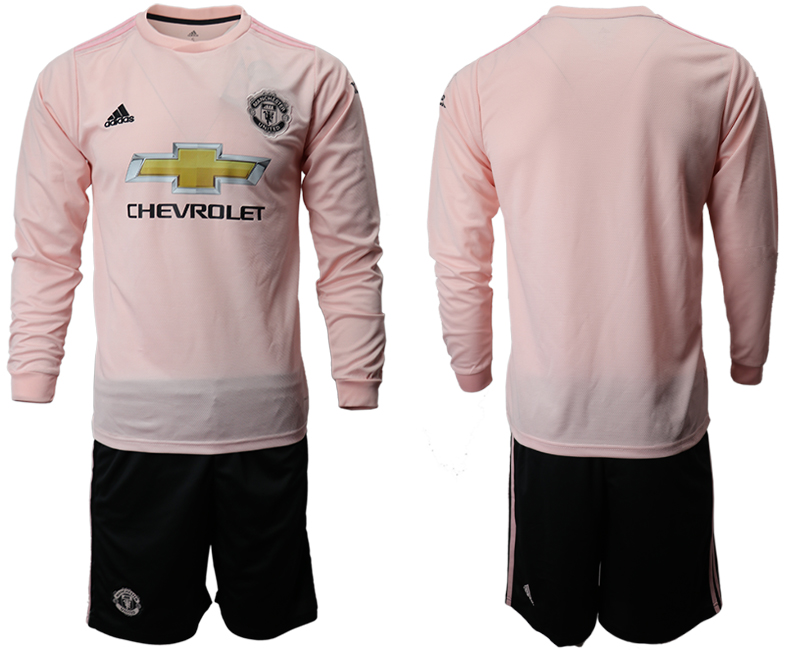 2018-19 Manchester United Away Long Sleeve Soccer Jersey - Click Image to Close