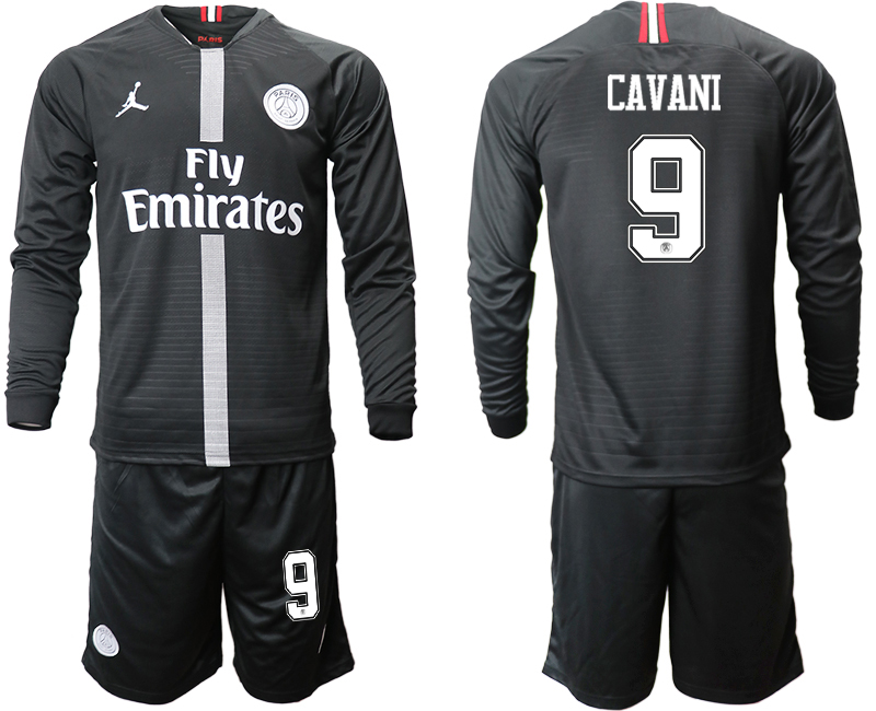 2018-19 Paris Saint-Germain 9 CAVANI Home Long Sleeve Jordan Soccer Jersey