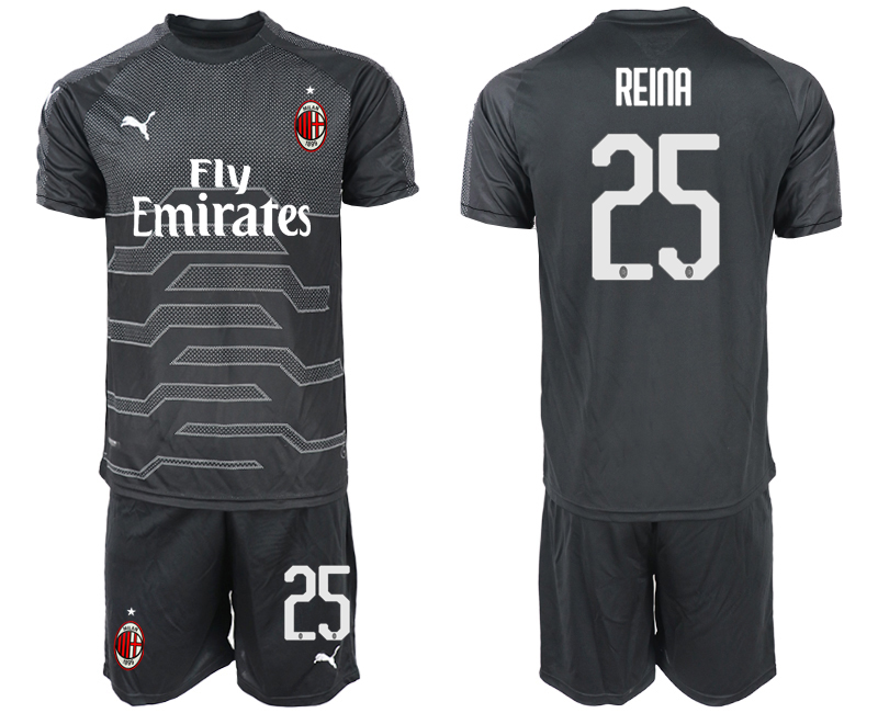 2018-19 AC Milan 25 REINA Black Goalkeeper Soccer Jersey - Click Image to Close