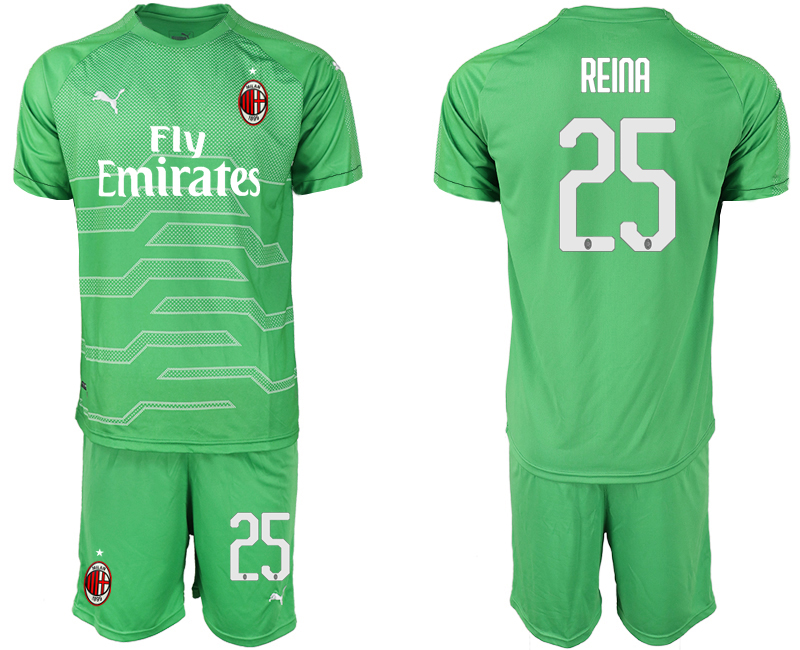2018-19 AC Milan 25 REINA Green Goalkeeper Soccer Jersey - Click Image to Close