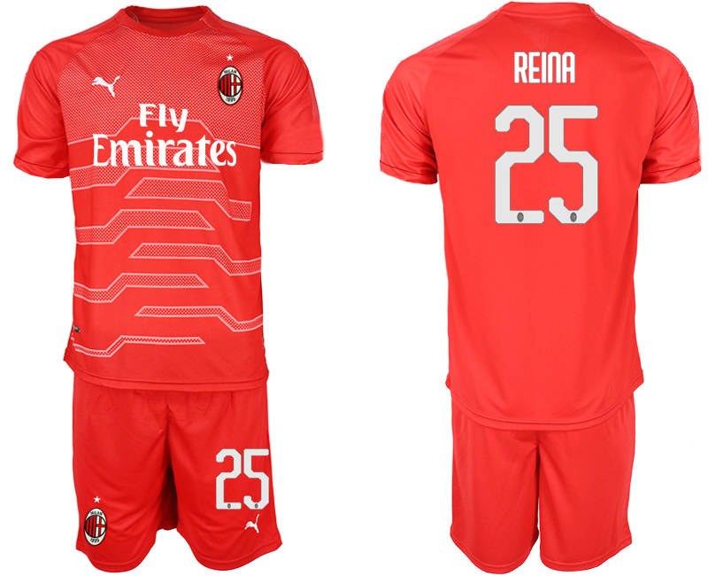 2018-19 AC Milan 25 REINA Red Goalkeeper Soccer Jersey - Click Image to Close