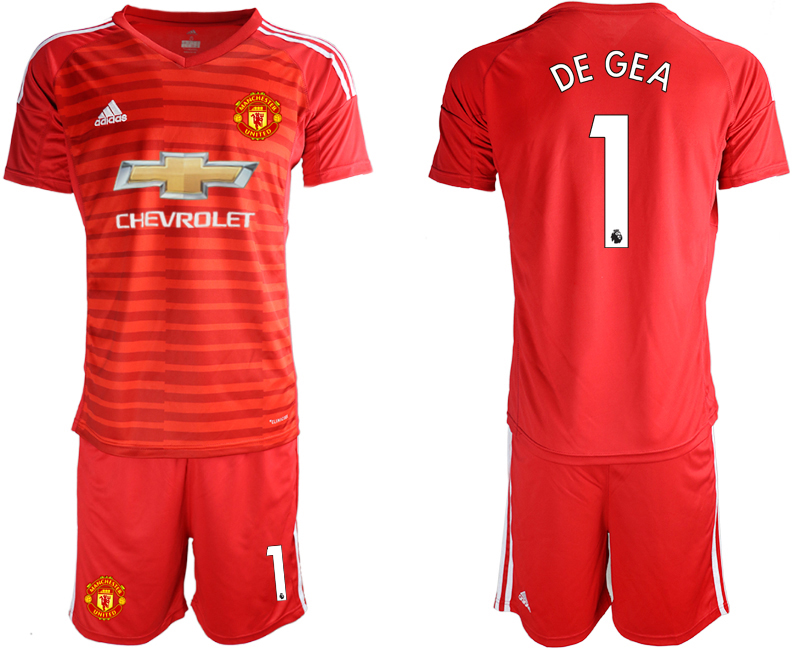 2018-19 Manchester United 1 DE GEA Red Goalkeeper Soccer Jersey