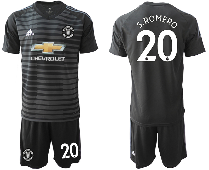 2018-19 Manchester United 20 S.ROMERO Black Goalkeeper Soccer Jersey - Click Image to Close