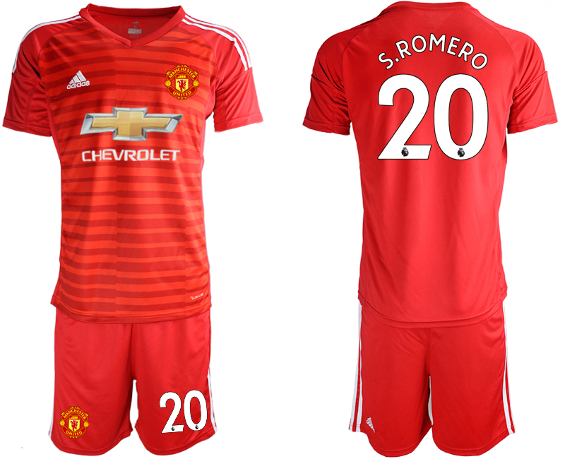 2018-19 Manchester United 20 S.ROMERO Red Goalkeeper Soccer Jersey - Click Image to Close