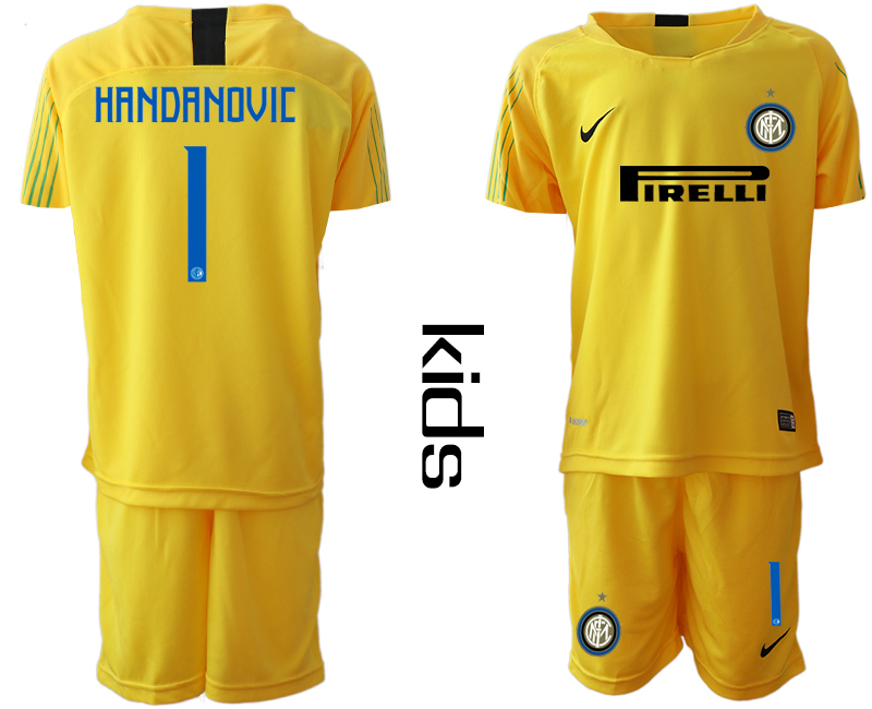2018-19 Inter Milan 1 HANDANOVIC Yellow Youth Goalkeeper Soccer Jersey