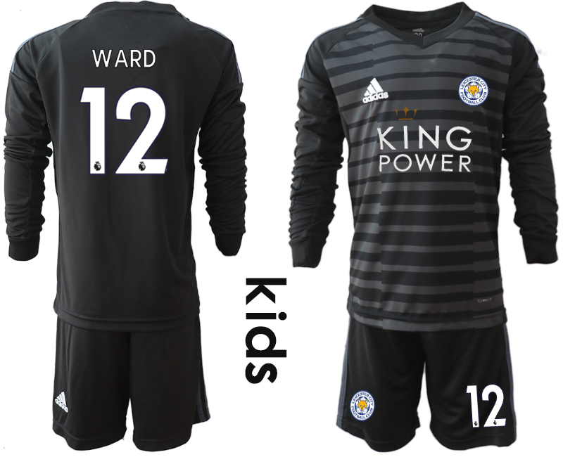 2018-19 Leicester City 12 WARD Black Youth Long Sleeve Goalkeeper Soccer Jersey