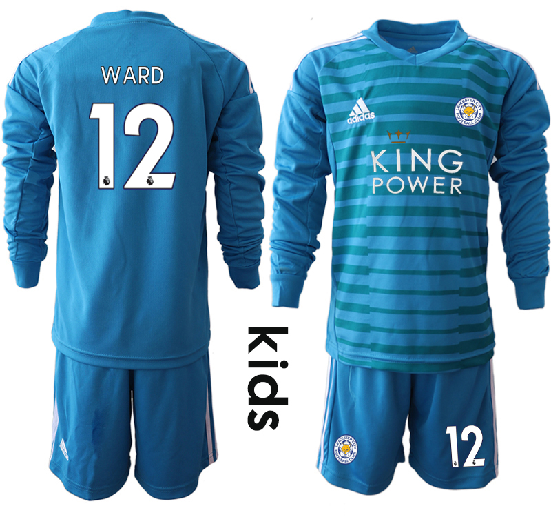 2018-19 Leicester City 12 WARD Blue Youth Long Sleeve Goalkeeper Soccer Jersey