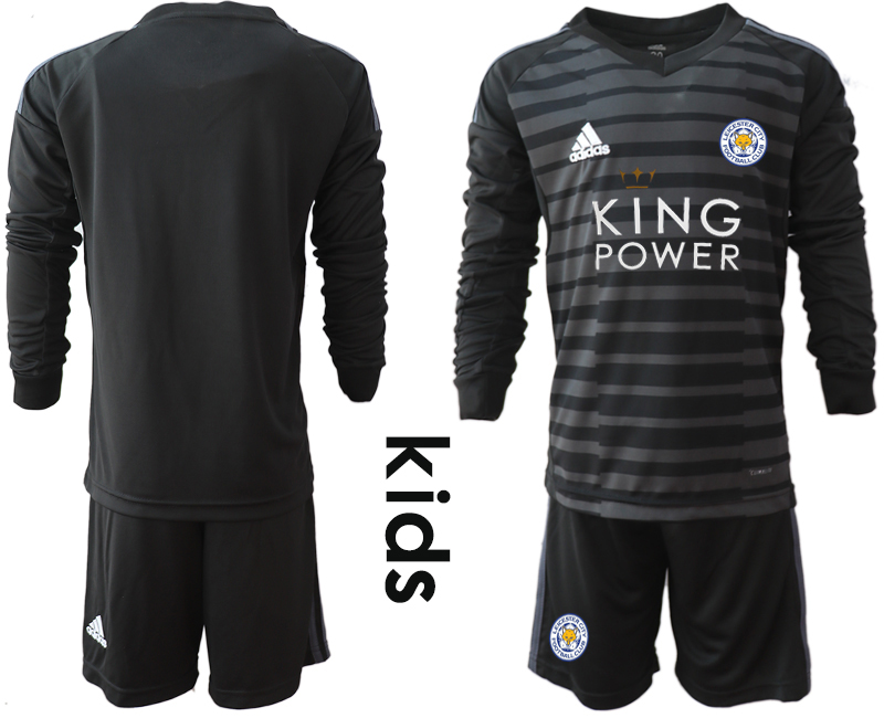 2018-19 Leicester City Black Youth Long Sleeve Goalkeeper Soccer Jersey
