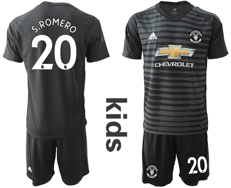 2018-19 Manchester United 20 S.ROMERO Black Youth Goalkeeper Soccer Jersey