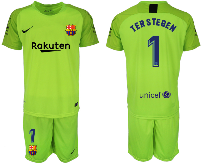 2018-19 Barcelona 1 TER STEGEN Fluorescent Green Goalkeeper Soccer Jersey