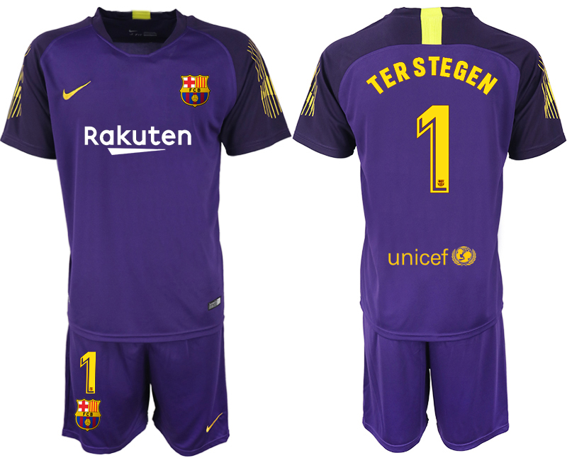 2018-19 Barcelona 1 TER STEGEN Purple Goalkeeper Soccer Jersey