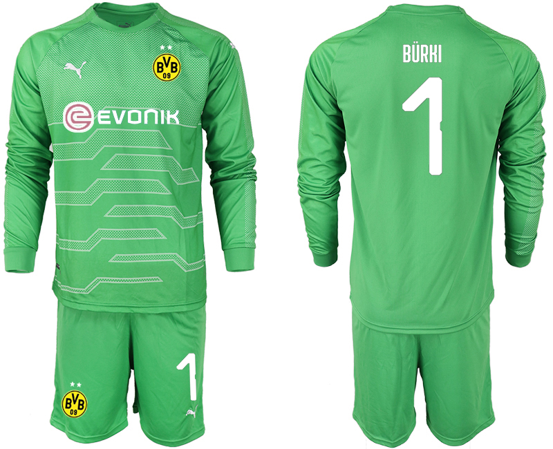 2018-19 Dortmund 1 BURKI Green Long Sleeve Goalkeeper Soccer Jersey