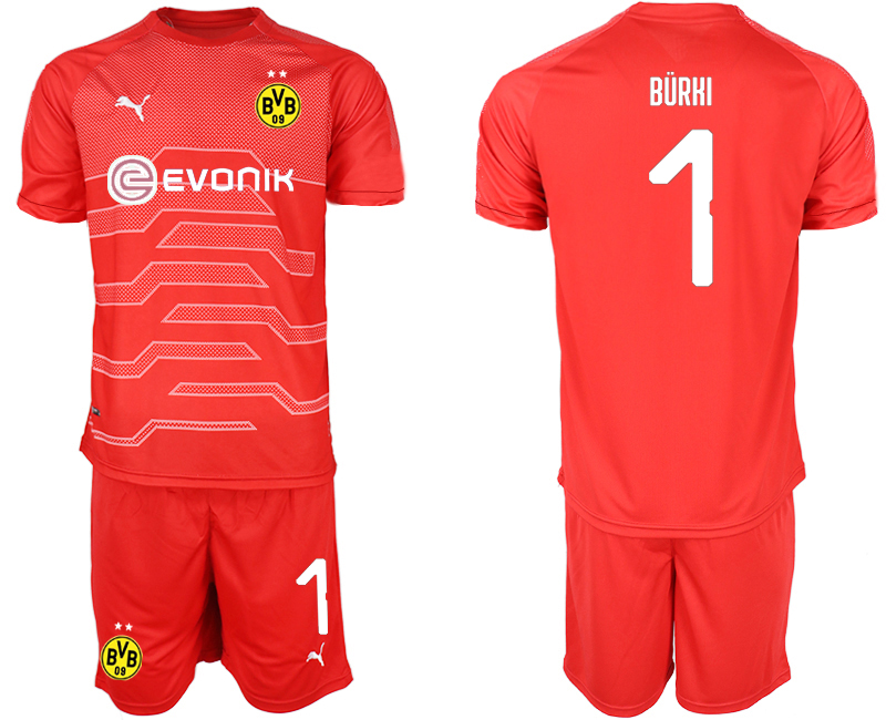 2018-19 Dortmund 1 BURKI Red Goalkeeper Soccer Jersey