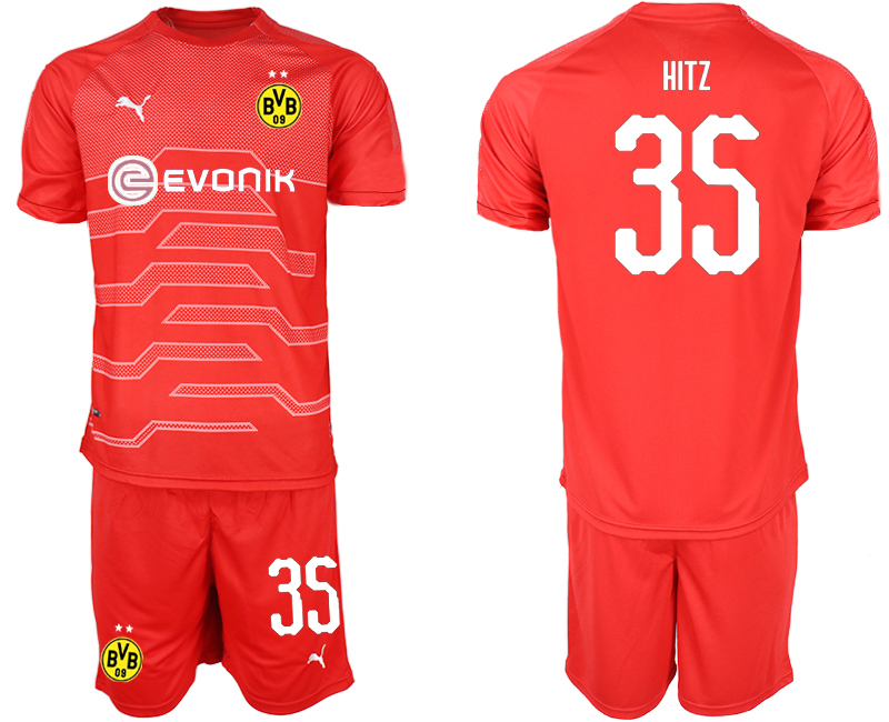 2018-19 Dortmund 35 HITZ Red Goalkeeper Soccer Jersey - Click Image to Close