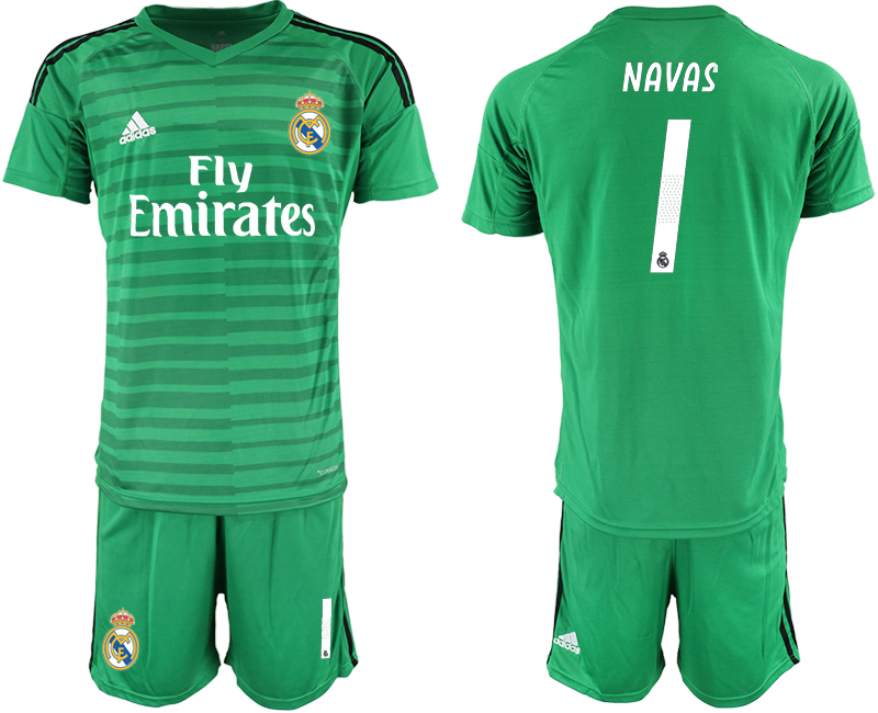 2018-19 Real Madrid 1 NAVAS Green Goalkeeper Soccer Jersey - Click Image to Close