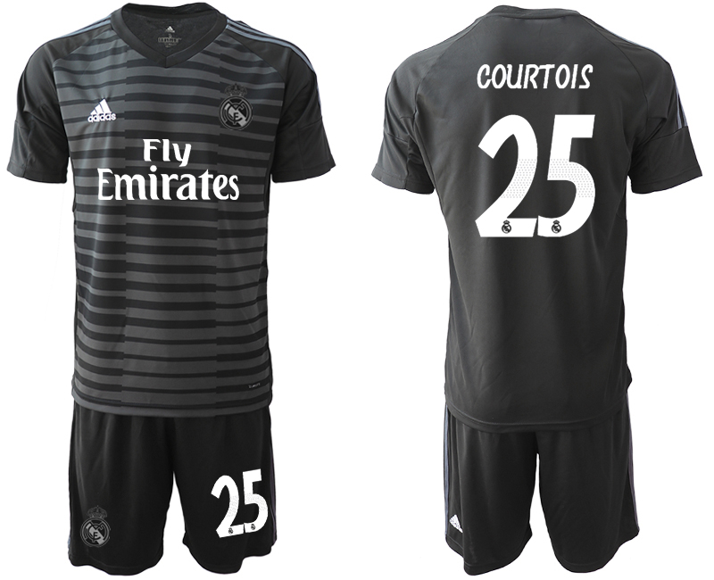 2018-19 Real Madrid 25 COURTOIS Black Goalkeeper Soccer Jersey