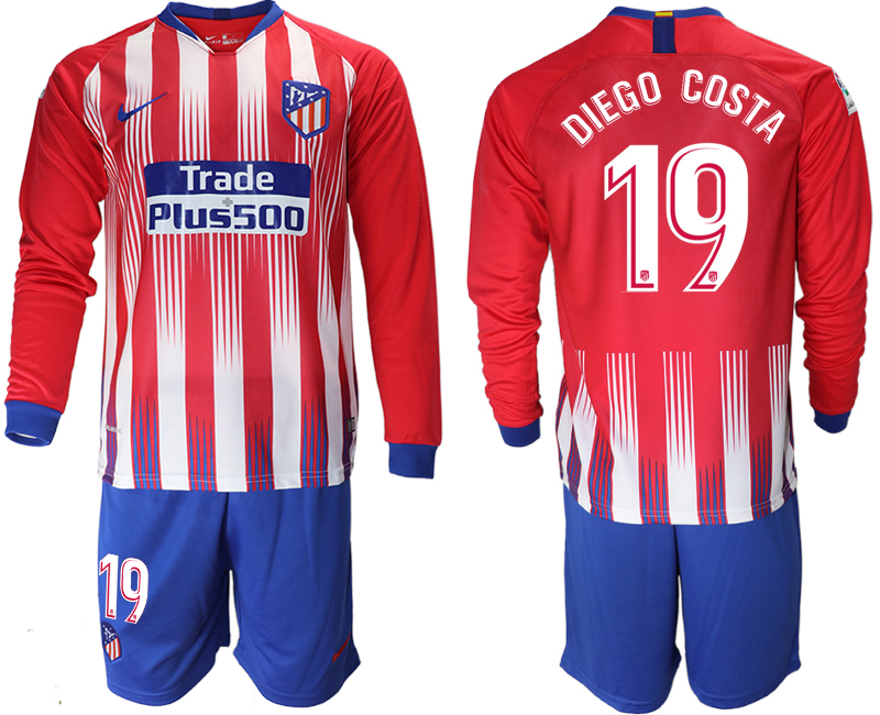 2018-19 Atletico Madrid 19 DIEGO COSTA Home Long Sleeve Soccer Jersey