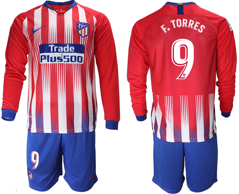 2018-19 Atletico Madrid 9 F. TORRES Home Long Sleeve Soccer Jersey