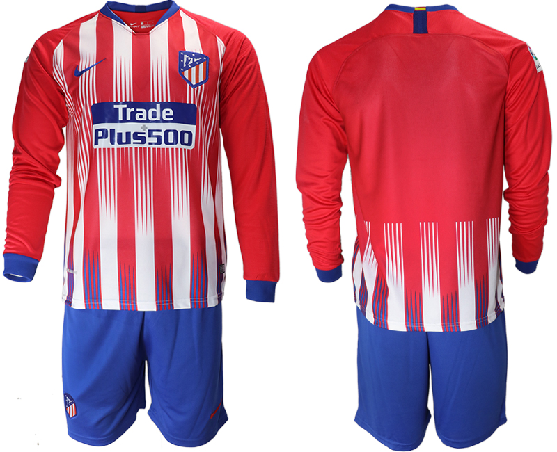 2018-19 Atletico Madrid Home Long Sleeve Soccer Jersey