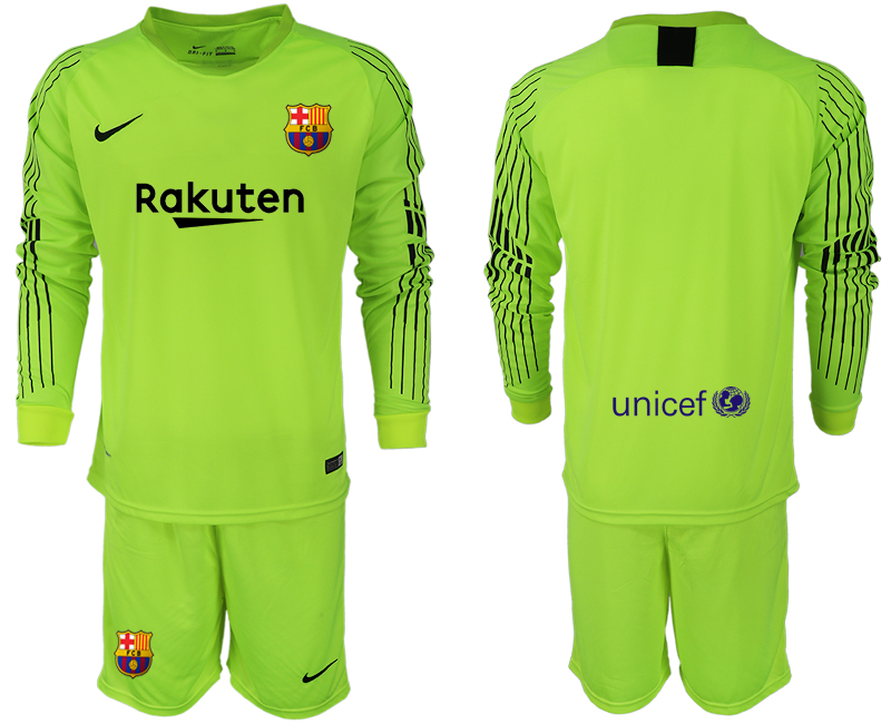 2018-19 Barcelona Fluorescent Green Long Sleeve Goalkeeper Soccer Jersey