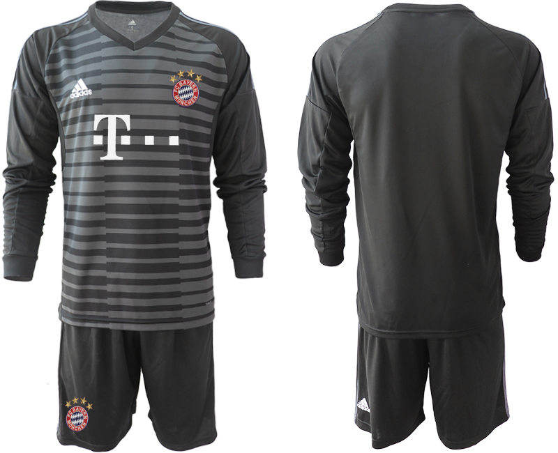2018-19 Bayern Black Long Sleeve Goalkeeper Soccer Jersey