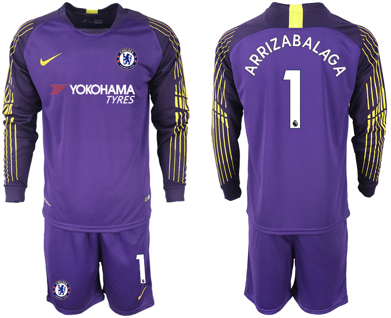 2018-19 Chelsea 1 ARRIZABALAGA Purple Long Sleeve Goalkeeper Soccer Jersey