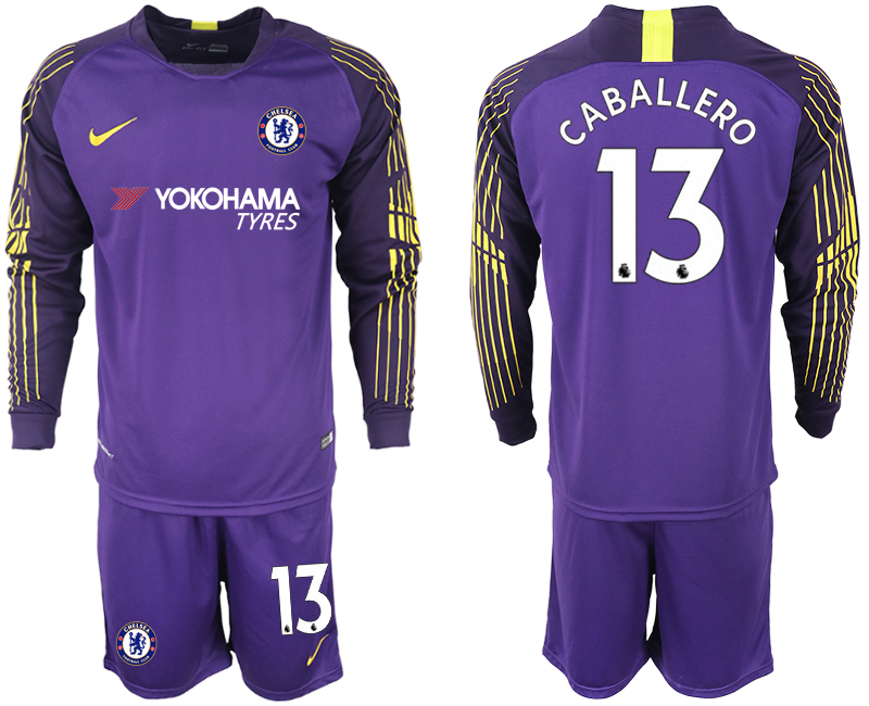 2018-19 Chelsea 13 CABALLERO Purple Long Sleeve Goalkeeper Soccer Jersey