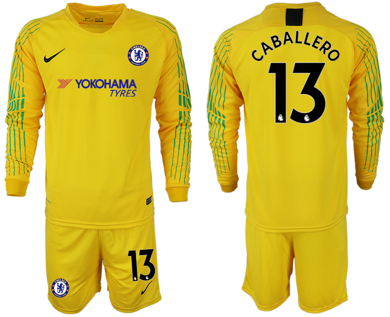 2018-19 Chelsea 13 CABALLERO Yellow Long Sleeve Goalkeeper Soccer Jersey