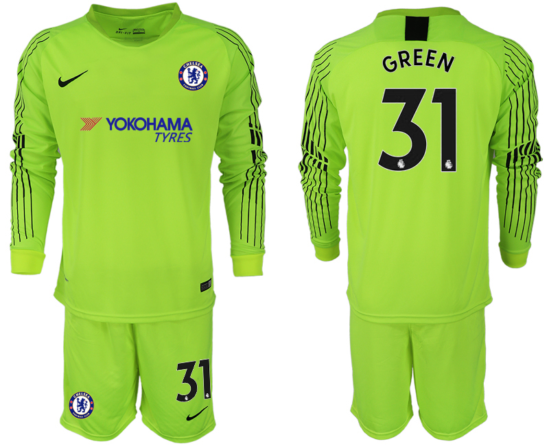 2018-19 Chelsea 31 GREEN Fluorescent Green Long Sleeve Goalkeeper Soccer Jersey