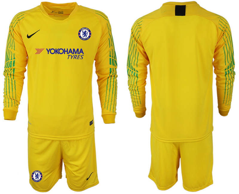 2018-19 Chelsea Yellow Long Sleeve Goalkeeper Soccer Jersey