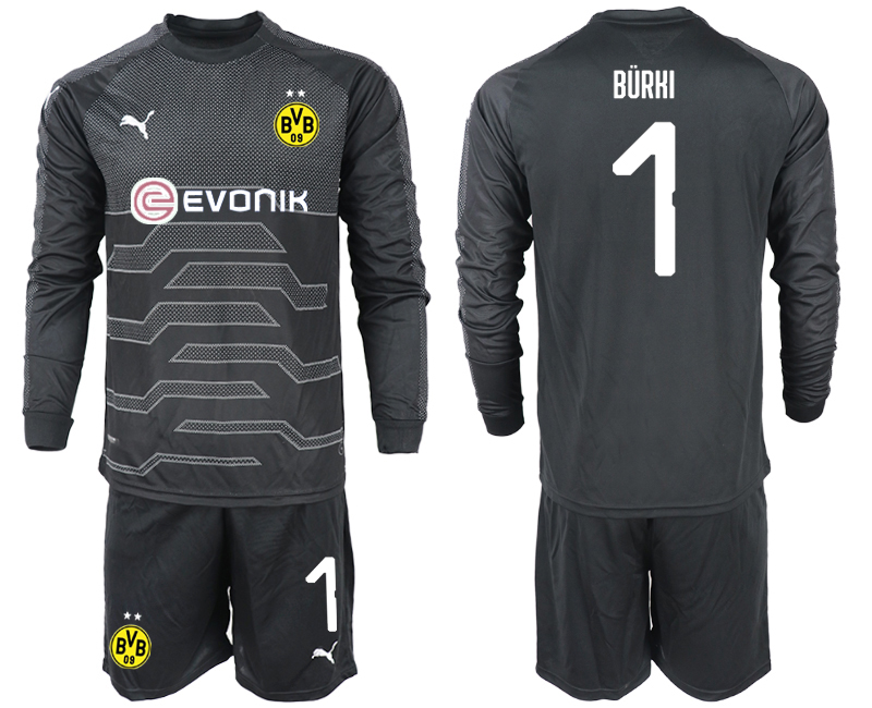 2018-19 Dortmund 1 BURKI Black Long Sleeve Goalkeeper Soccer Jersey