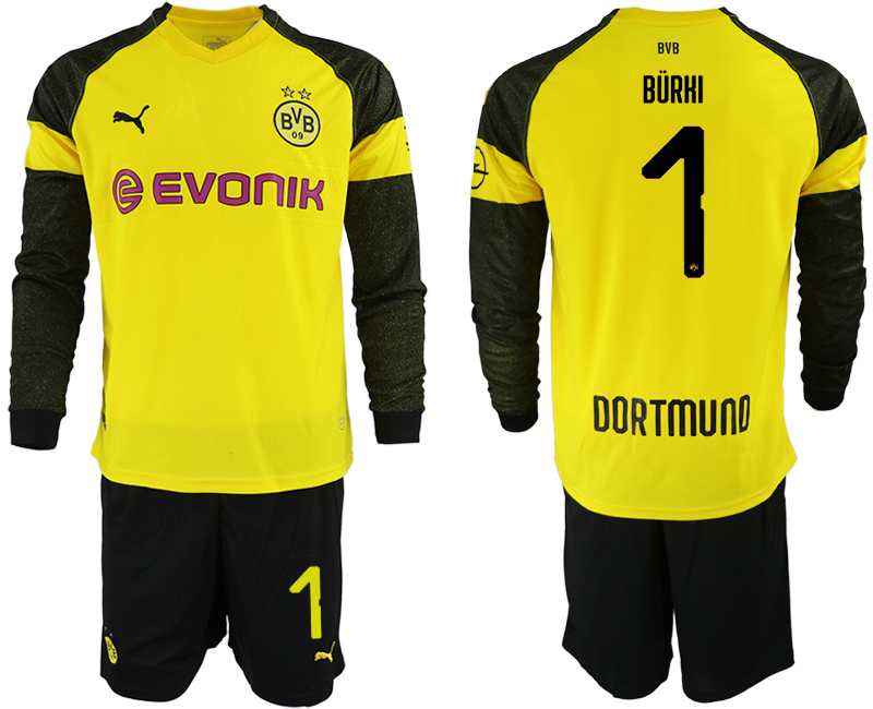 2018-19 Dortmund 1 BURKI Home Long Sleeve Soccer Jersey