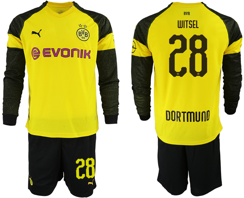 2018-19 Dortmund 28 WITSEL Home Long Sleeve Soccer Jersey - Click Image to Close