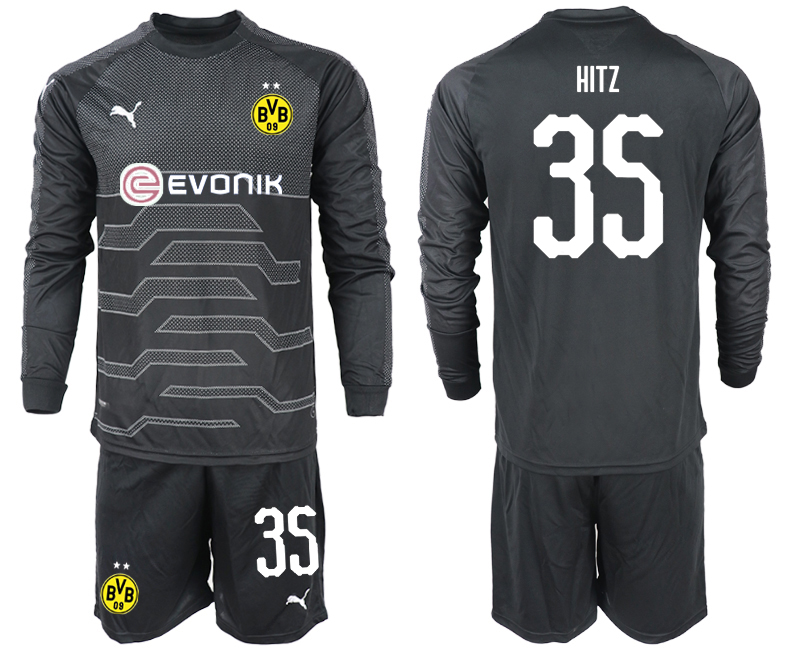 2018-19 Dortmund 35 HITZ Black Long Sleeve Goalkeeper Soccer Jersey - Click Image to Close