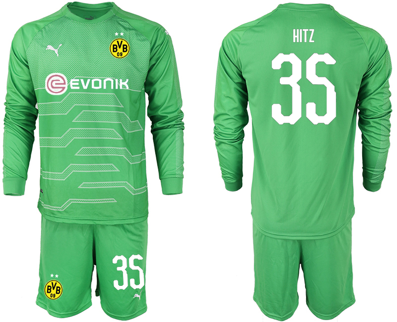 2018-19 Dortmund 35 HITZ Green Long Sleeve Goalkeeper Soccer Jersey