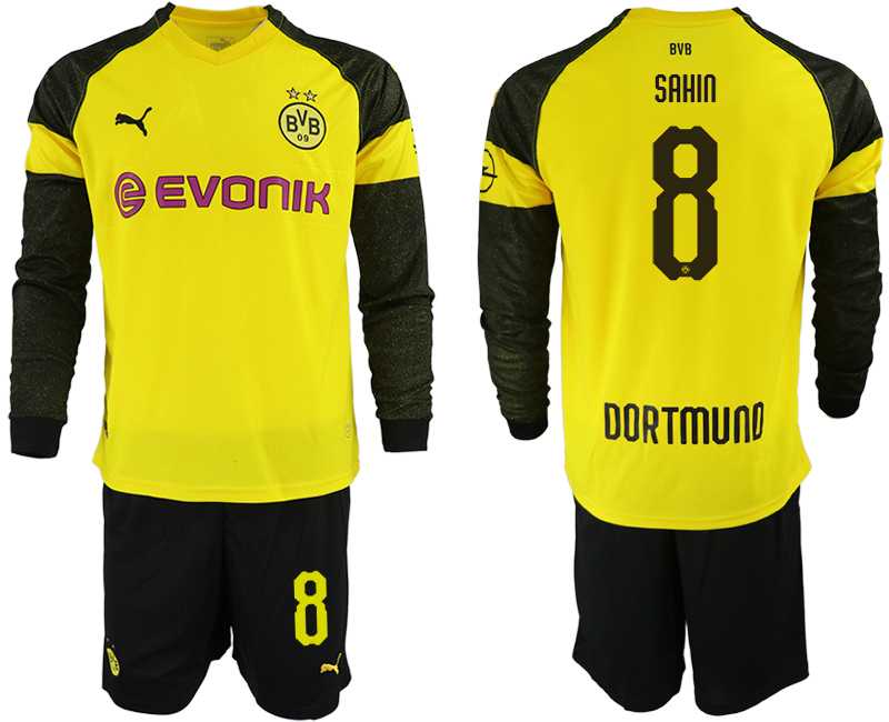 2018-19 Dortmund 8 SAHIN Home Long Sleeve Soccer Jersey