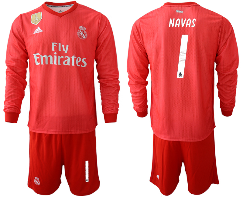 2018-19 Real Madrid 1 NAVAS Third Away Long Sleeve Goalkeeper Soccer Jersey