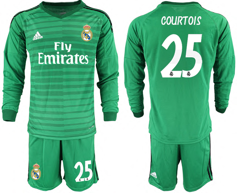 2018-19 Real Madrid 25 COURTOIS Green Long Sleeve Goalkeeper Soccer Jersey - Click Image to Close