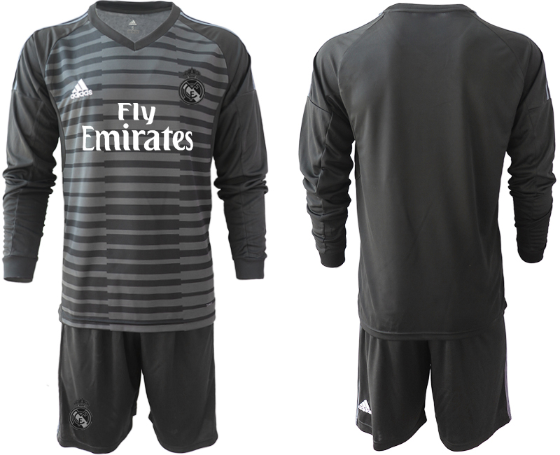 2018-19 Real Madrid Black Long Sleeve Goalkeeper Soccer Jersey