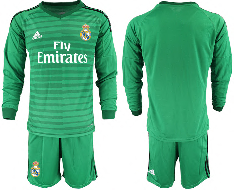 2018-19 Real Madrid Green Long Sleeve Goalkeeper Soccer Jersey