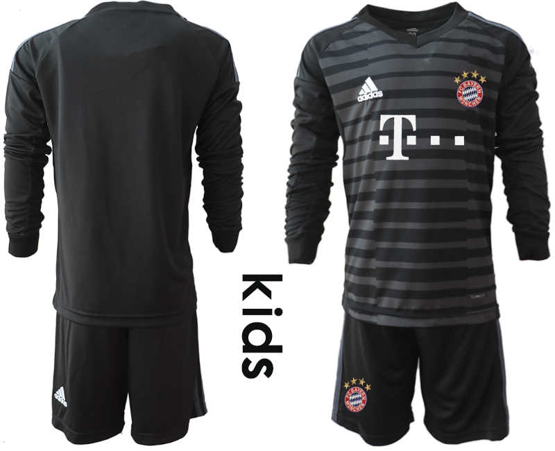 2018-19 Bayern Munich Black Youth Long Sleeve Soccer Jersey