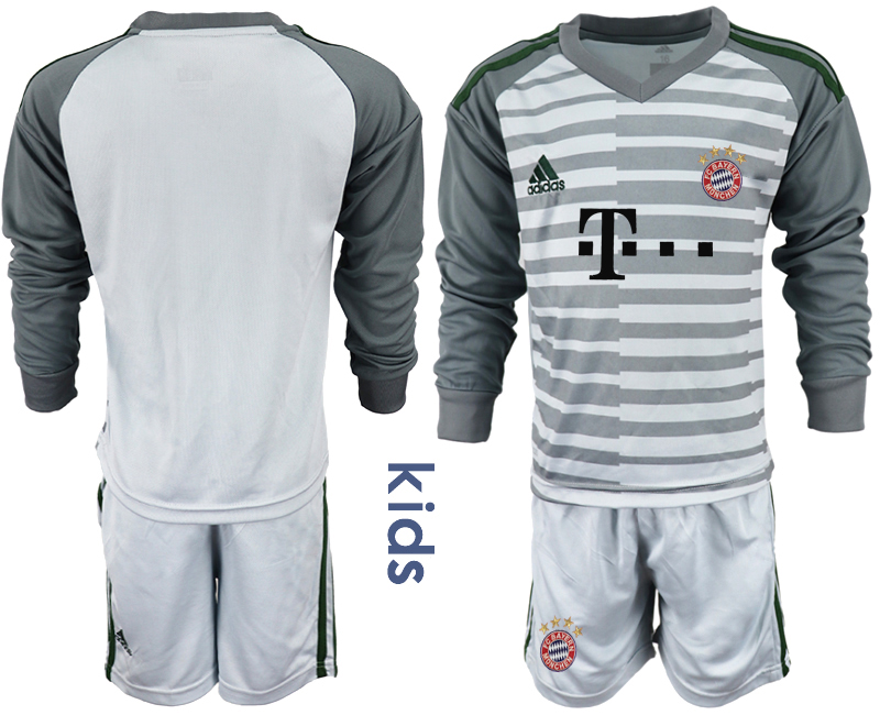 2018-19 Bayern Munich Gray Youth Long Sleeve Soccer Jersey - Click Image to Close