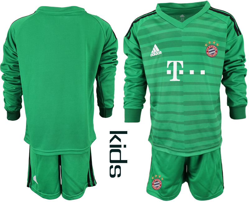 2018-19 Bayern Munich Green Youth Long Sleeve Soccer Jersey