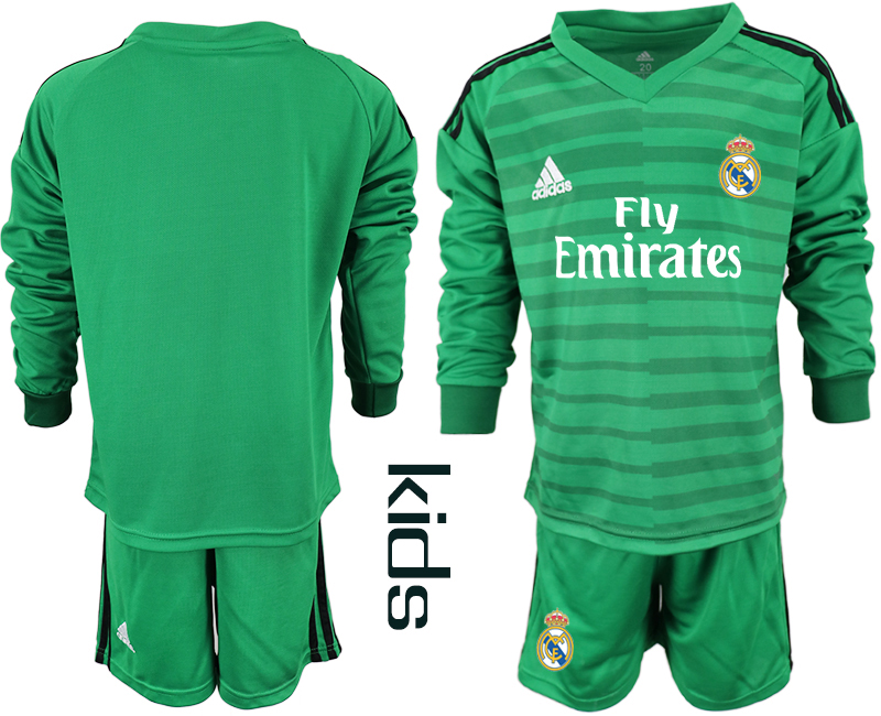 2018-19 Real Madrid Green Youth Long Sleeve Goalkeeper Soccer Jersey