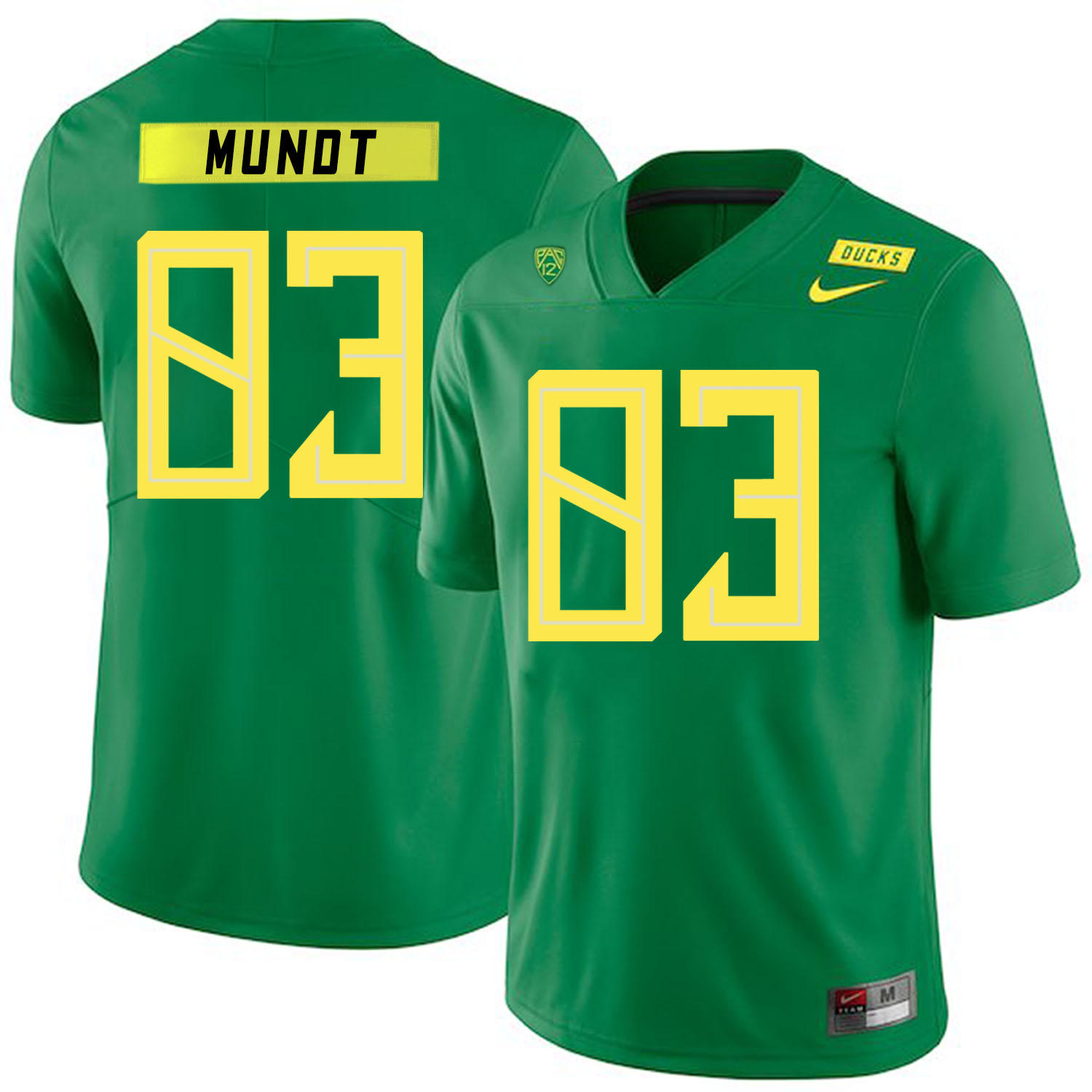 Oregon Ducks 83 Johnny Mundt Apple Green Nike College Football Jersey - Click Image to Close