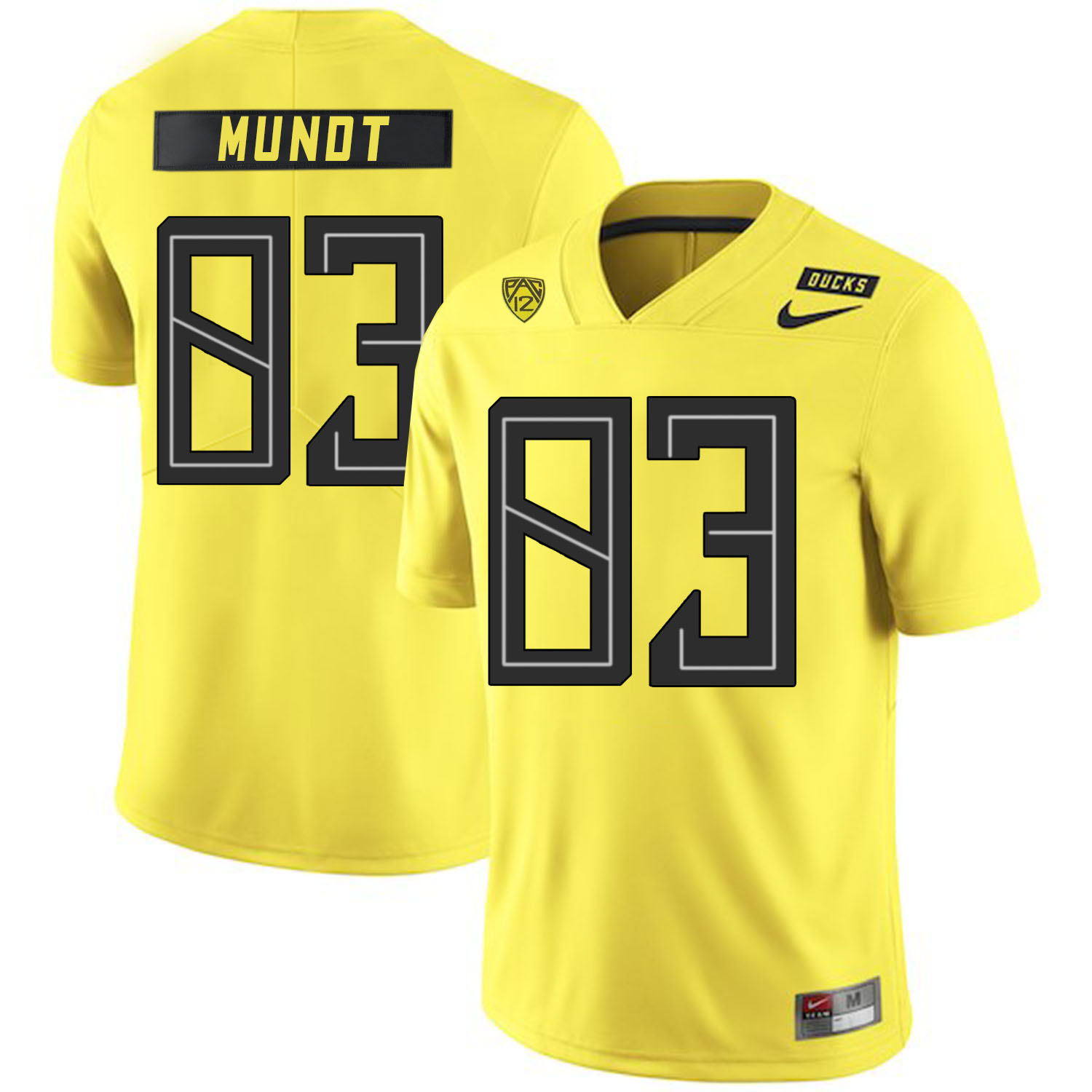 Oregon Ducks 83 Johnny Mundt Yellow Nike College Football Jersey