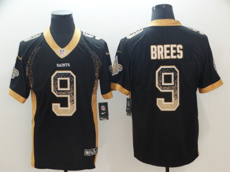 Nike Saints 9 Drew Brees Black Drift Fashion Limited Jersey