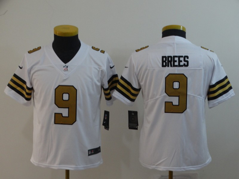Nike Saints 9 Drew Brees White Youth Color Rush Limited Jersey