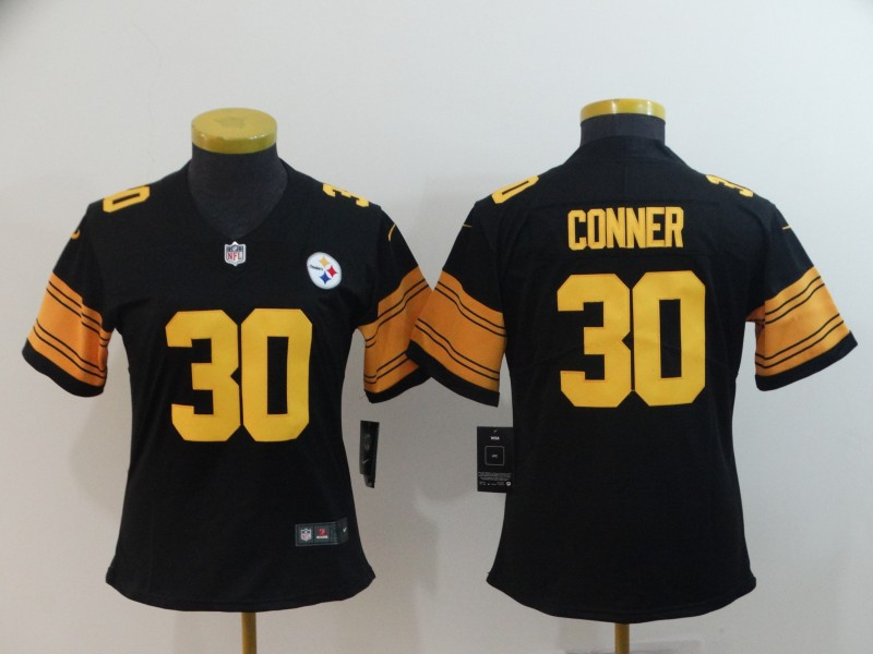 Nike Steelers 30 James Conner Black Women Color Rush Limited Jersey