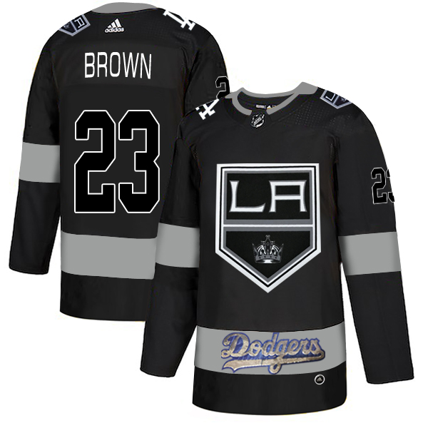 LA Kings With Dodgers 23 Dustin Brown Black Adidas Jersey